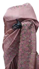 Tussar Silk Hand Embroidery Cutwork SILKZONE